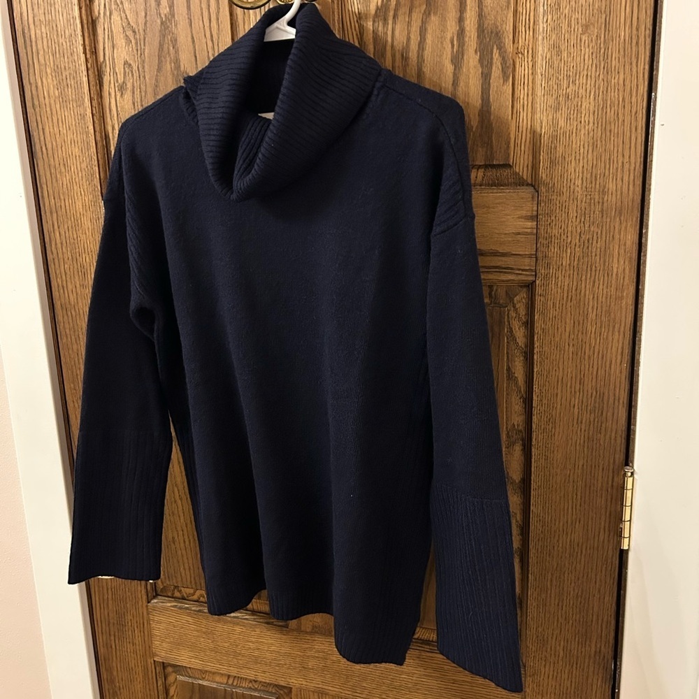 LOFT Navy Blue Cowl Neck Sweater Small NWOT - Picture 3 of 8